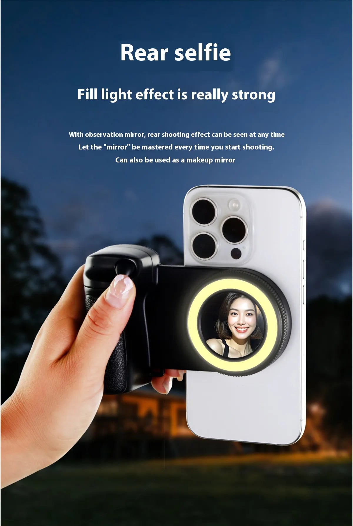 Bluetooth Phone Fill Light with Magnetic Mount.