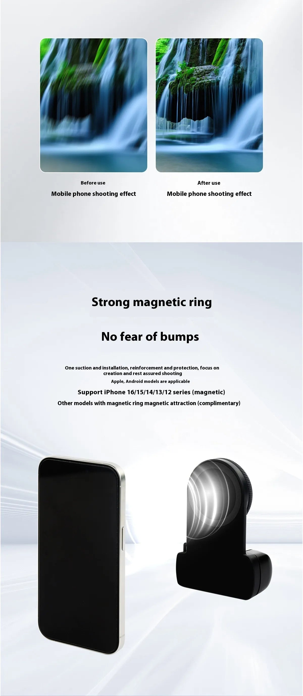 Bluetooth Phone Fill Light with Magnetic Mount.